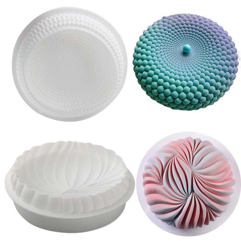 Kitchen Baking Items - รอบมูสเค้กสําหรับเบเกอรี่ขนาดใหญ่ Dunes แม่พิมพ์ซิลิโคน 3D เรขาคณิตไข่มุก Pastry