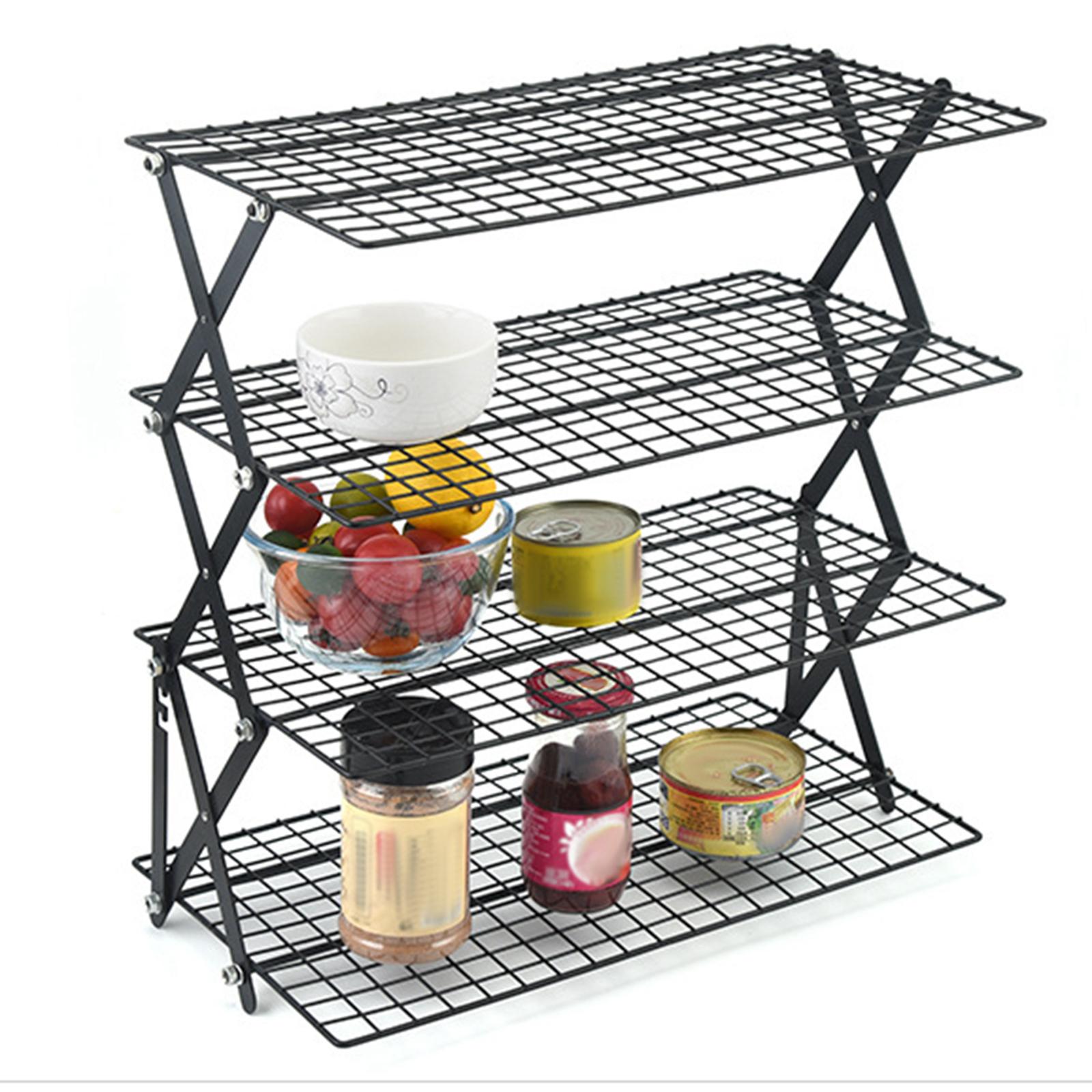 Cooling Rack Wire - ตะแกรงระบายความร้อนแบบซ้อนได้ ปรับระดับได้ ทำความสะอาดง่าย ตะแกรงลวดสำหรับอบ ตะแกรงลวดพับได้ ตะแกรงระบายความร้อนแบบพับได้
