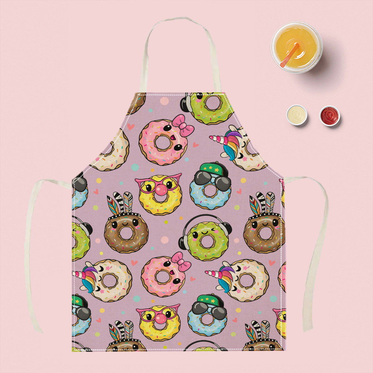Kitchen Baking Area Ideas - ผ้ากันเปื้อนลายการ์ตูนโดนัทน่ารัก 1 ชิ้น ผ้ากันเปื้อนทำครัว ทำขนม ทำอาหาร