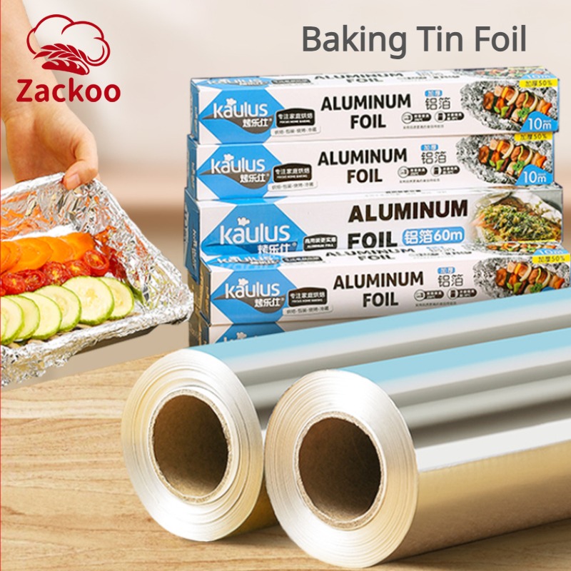 Kitchen Baking Tins - Zackoo 10/20/40M อลูมิเนียมฟอยล์สําหรับห่อเบเกอรี่ทิ้ง Airfryer เตาอบบาร์บีคิวดีบุกฟอยล์เกรดอาหารกระดาษน้ํามันครัว Catering