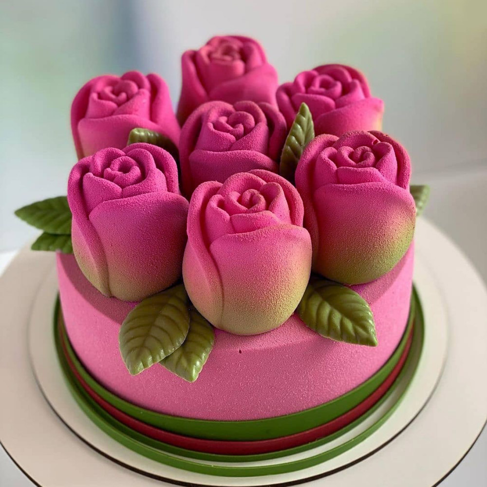Baking Kitchen Design - แม่พิมพ์ซิลิโคนสำหรับทำมูสเค้ก ช็อกโกแลต รูปดอกกุหลาบ 15 ช่อง สำหรับวันวาเลนไทน์