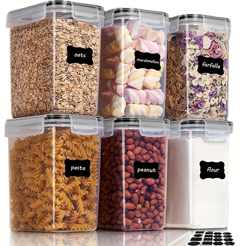 Kitchen Baking Pantry - 6 ชิ้น Airtight ภาชนะเก็บอาหารห้องครัว Pantry ภาชนะเก็บน้ําตาล,