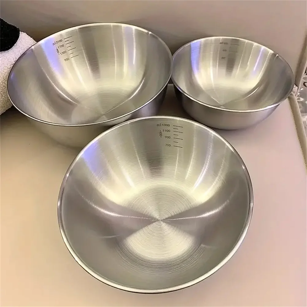 Kitchen Baking Scale - ชุดชามสแตนเลส 1-3 ใบ พร้อมสเกลวัด สำหรับทำอาหาร อบขนม