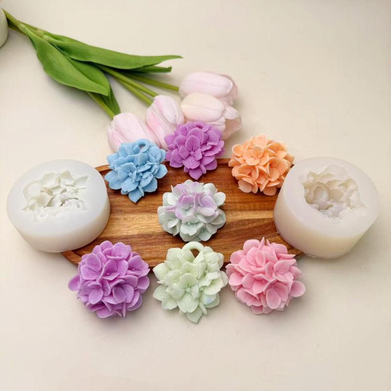 Kitchen Baking Items - ● แม่พิมพ์ซิลิโคนรูปดอกไฮเดรนเยีย สำหรับทำเทียนหอม DIY แม่พิมพ์เรซิ่น แม่พิมพ์ดินเหนียว