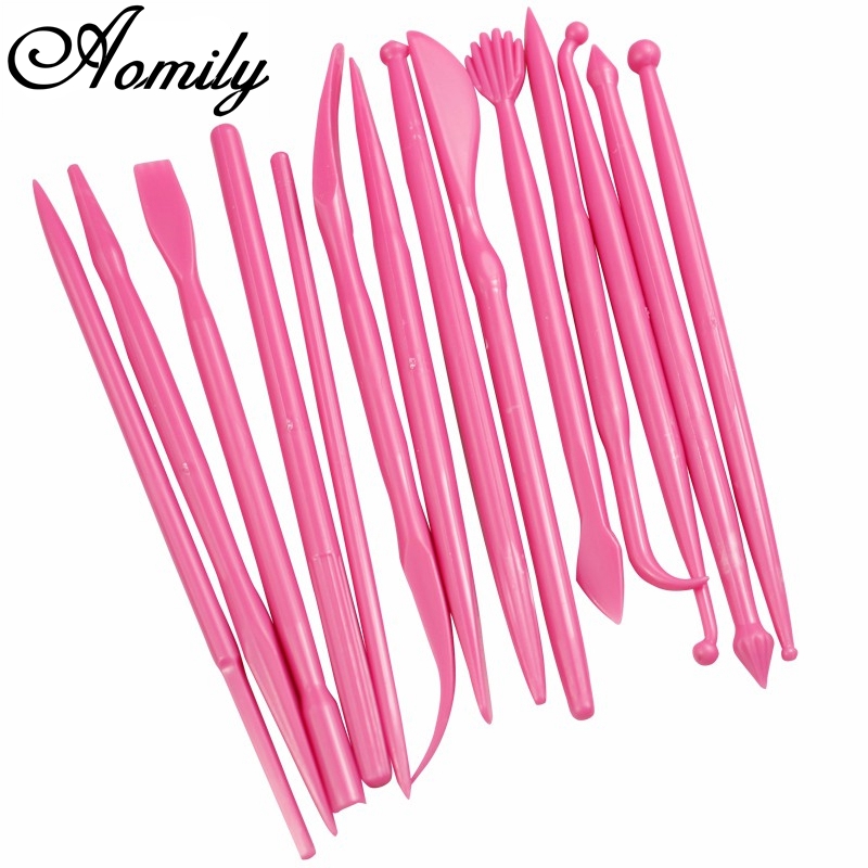 Fondant Smoother Set - Aomily 14 ชิ้น/เซ็ตประติมากรรมน้ําตาลการสร้างแบบจําลองเครื่องตัด Smoother Polymer Clay