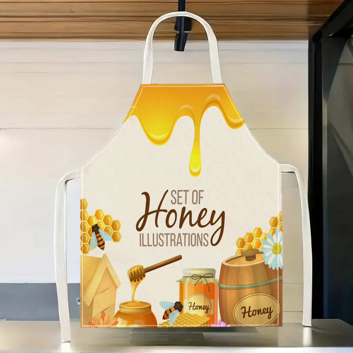 Kitchen Baking Area Ideas - ผ้ากันเปื้อนลายผึ้งน่ารัก 1 ชิ้น ของขวัญสำหรับคนรักการทำอาหารและการอบขนม ดีไซน์น่ารักเหมาะสำหรับการทำอาหารและการอบขนมที่บ้าน