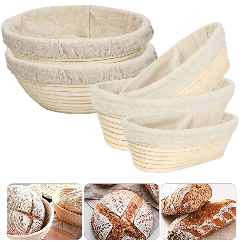 Proofing Basket Banneton - LMETJMA Bread Proofingตะกร้ารอบรูปไข่ยาวBannetonหวายขนมปังแป้งProofingพิสูจน์อักษรตะกร้าหวายผ้าลินินผ้า