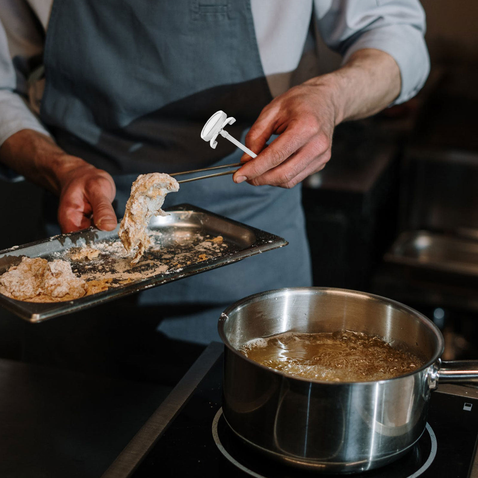 Kitchen Baking Cooking - เทอร์โมมิเตอร์วัดอุณหภูมิอาหารสแตนเลสพร้อมขาตั้ง สำหรับทอด น้ำมัน อาหารทอด ลึก ทอดเนื้อ
