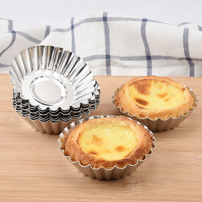 Kitchen Baking Tins - แม่พิมพ์เค้กอลูมิเนียม7ซม. ทาร์ตไข่แบบหนาแม่พิมพ์คัพเค้กแบบนำกลับมาใช้ใหม่ได้แม่พิมพ์คุกกี้สำหรับใช้ในครัวแม่พิมพ์เค้ก