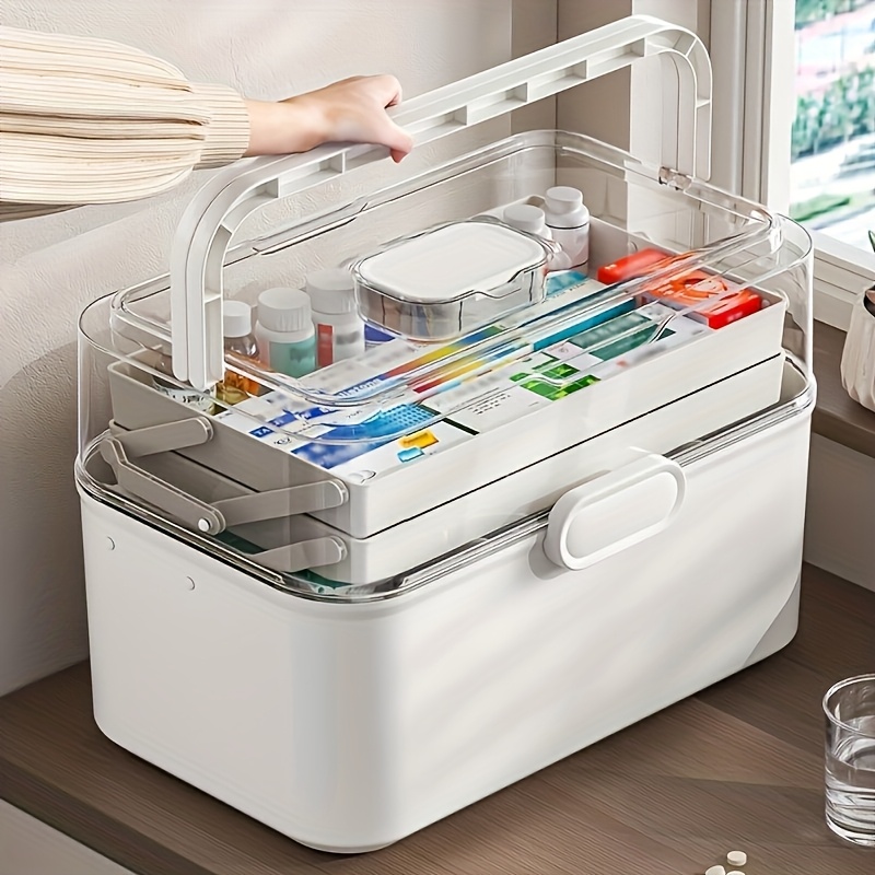 Kitchen Baking Tins - กล่องเก็บยาฝาใสความจุขนาดใหญ่/กล่องจัดเก็บ - ตู้เก็บยาพลาสติก, กล่องจัดระเบียบอเนกประสงค์สำหรับบ้าน, สำนักงาน, ห้องครัว,