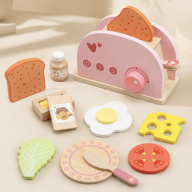Kitchen Baking Game - ชุดครัวไม้สำหรับเล่นบทบาทสมมติ ของเล่นทำขนมปังสำหรับบ้านตุ๊กตา สำหรับเด็ก เกมจำลองชีวิตประจำวัน เกมเสริมพัฒนาการ