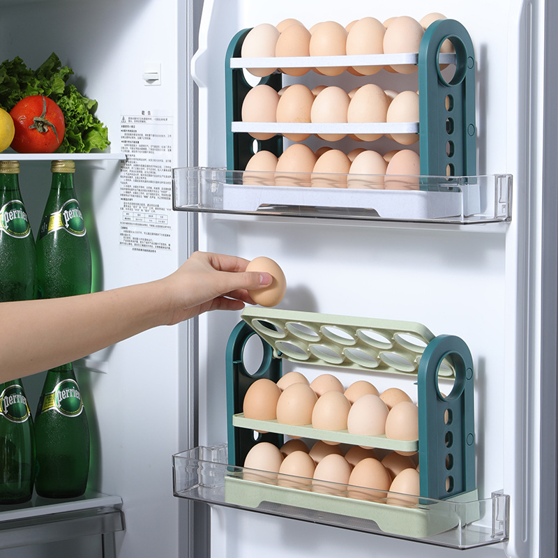Kitchen Baking Tins - กล่องเก็บไข่ ช่องเก็บของด้านข้างตู้เย็น ที่จัดระเบียบในครัว ถาดเก็บไข่แบบกลับด้านได้ อุปกรณ์เสริมในครัว