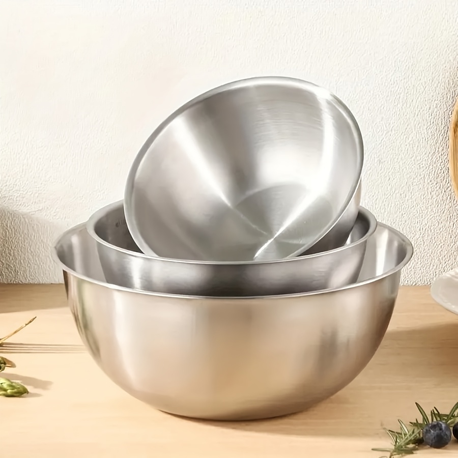 Kitchen Baking Cooking - ชุดชามสลัดสแตนเลส 3 ชิ้น ชามผสม เหมาะสำหรับการอบ การย่าง