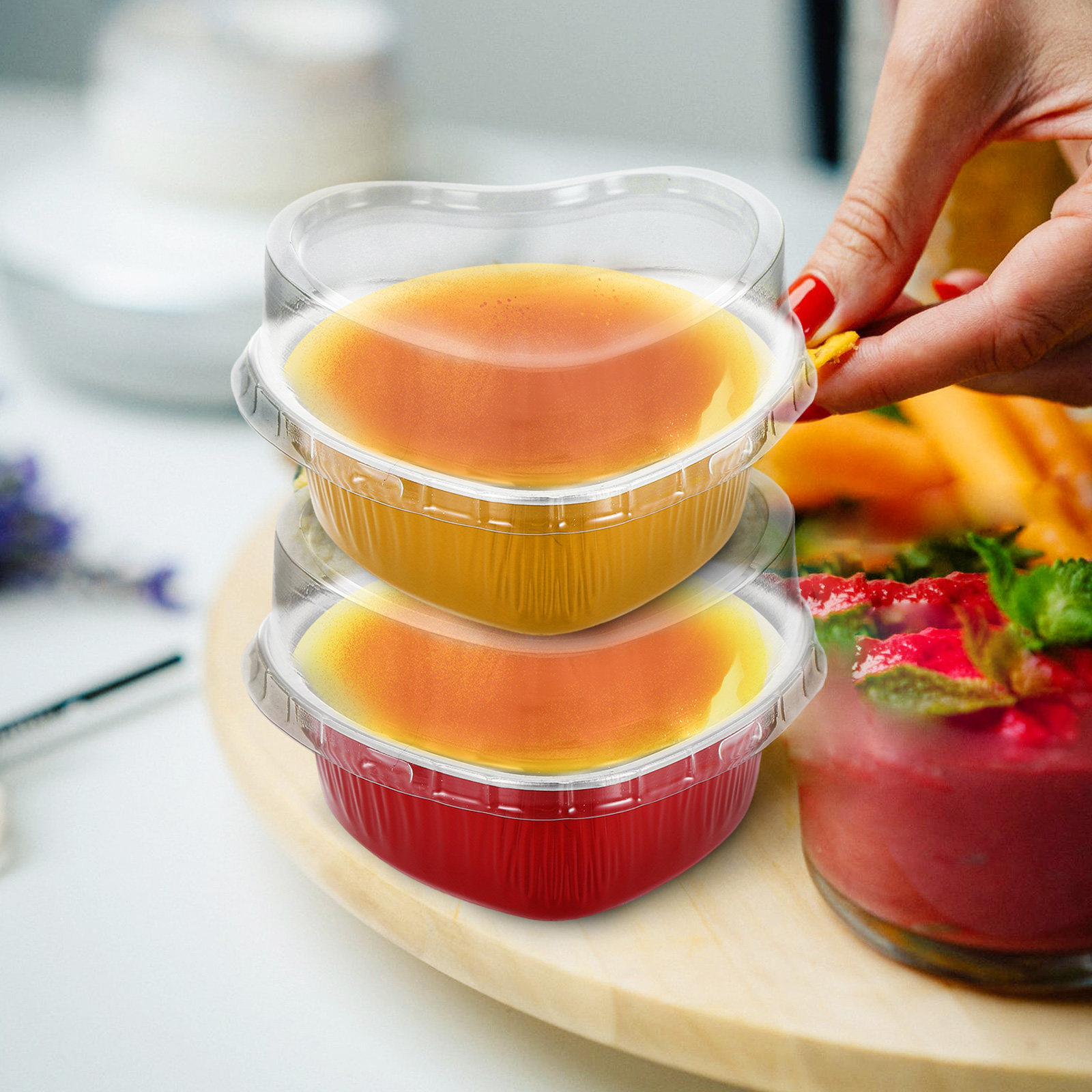 Baking Kitchen Design - 20 ชุด ถาดอบเค้กรูปหัวใจทำจากอลูมิเนียมฟอยล์ ดีไซน์เรียบเนียน สำหรับทำขนมที่บ้าน ร้านเบเกอรี่