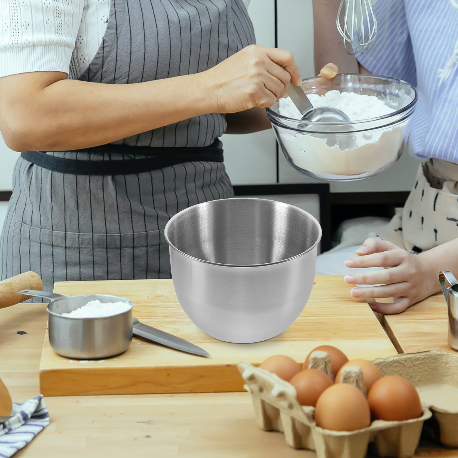 Kitchen Baking Cooking - ชามผสมสแตนเลสหนา ชามโลหะหนาสำหรับทำอาหาร อบขนม นวดแป้ง สลัด เตรียมอาหาร