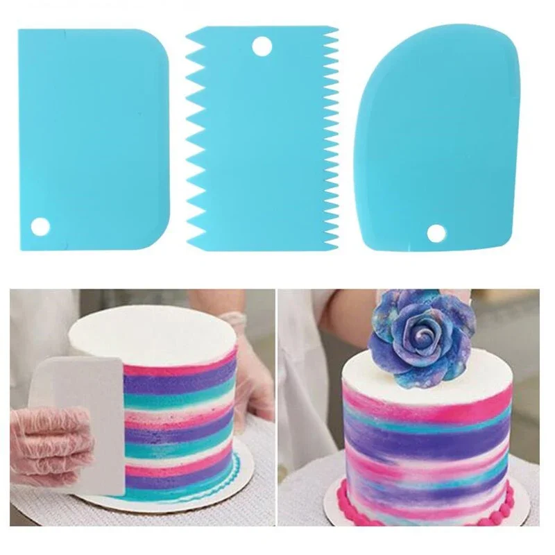 Fondant Smoother Set - 3 ชิ้น/ล็อตครีม Scraper Smoother DIY เค้กตกแต่ง