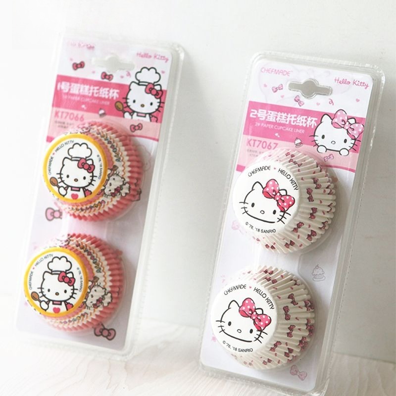 Kitchen Baking Items - แผ่นรองคัพเค้กลายเฮลโล คิตตี้ ลายการ์ตูนน่ารัก ถ้วยอบขนมแบบไม่ติดกระทะ ขนาดมาตรฐาน ใช้ได้ทุกวัน