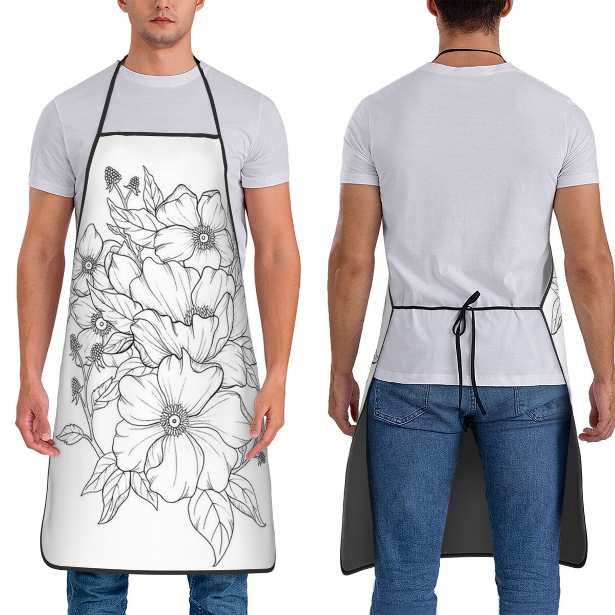 ภาพวาดลายเส้นดอกไม้ ชุดผ้ากันเ - Kitchen Baking Drawing บทวิจารณ์และราคา