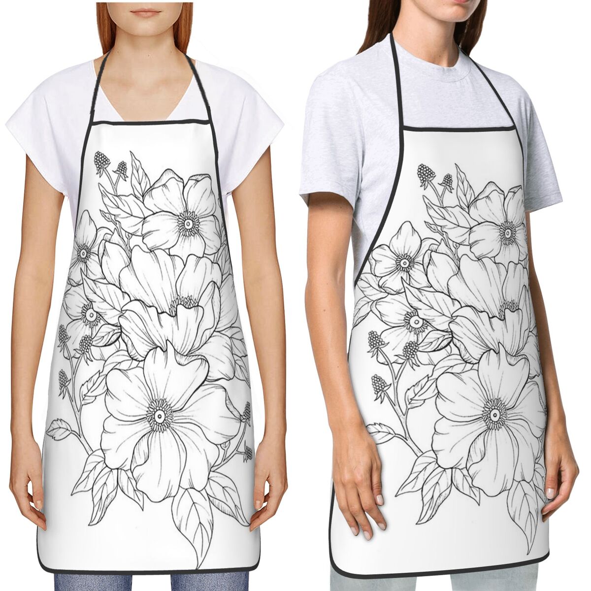 ภาพวาดลายเส้นดอกไม้ ชุดผ้ากันเ - Kitchen Baking Drawing บทวิจารณ์และราคา