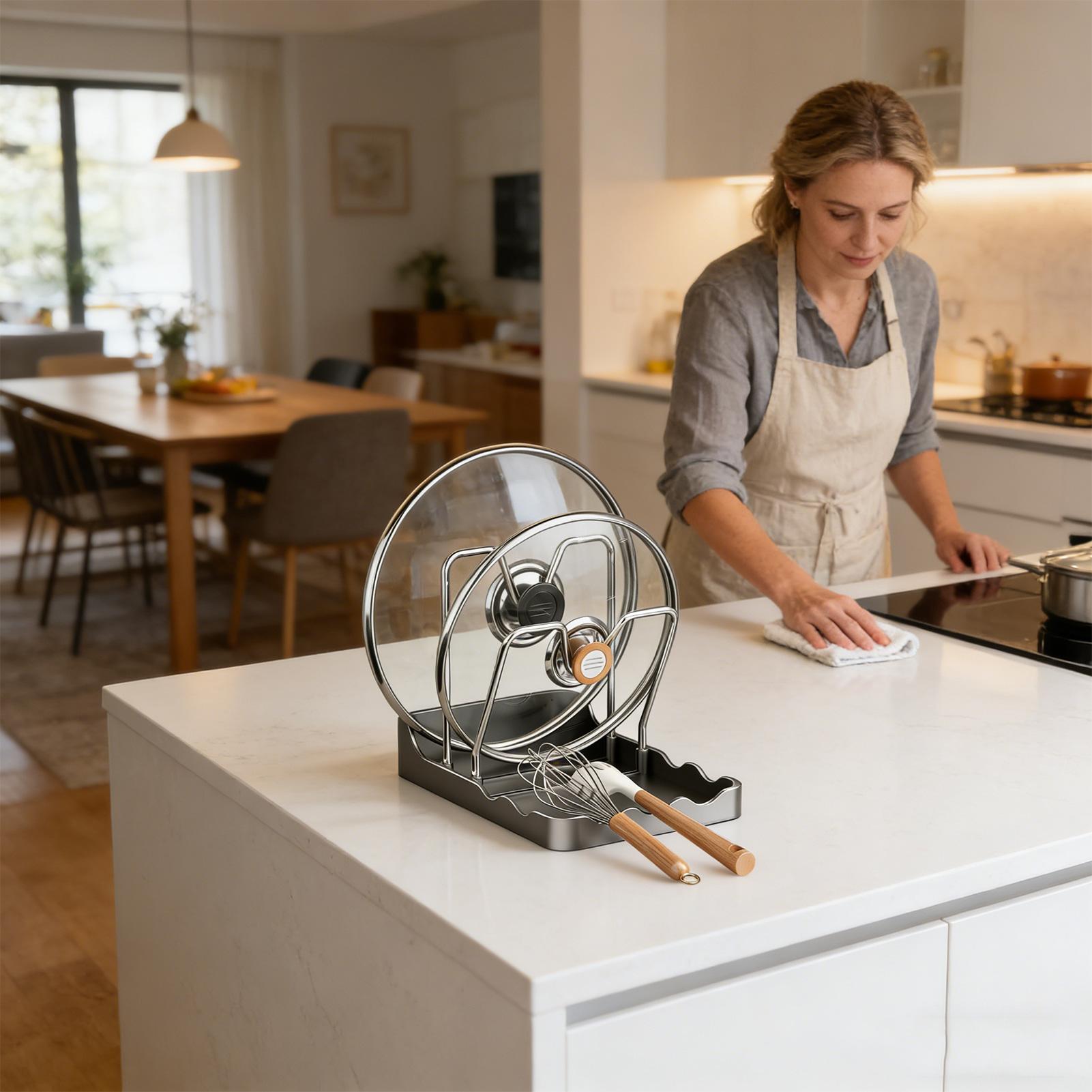 ที่วางฝาหม้อแบบตั้งพร้อมถาดรอง - Kitchen Baking Pantry บทวิจารณ์และราคา