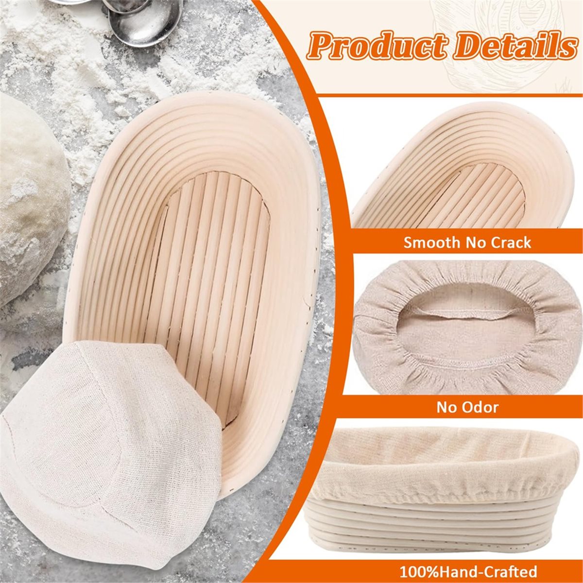 ชุดตะกร้าหวายสำหรับพักแป้งรูปว - Proofing Basket Banneton บทวิจารณ์และราคา