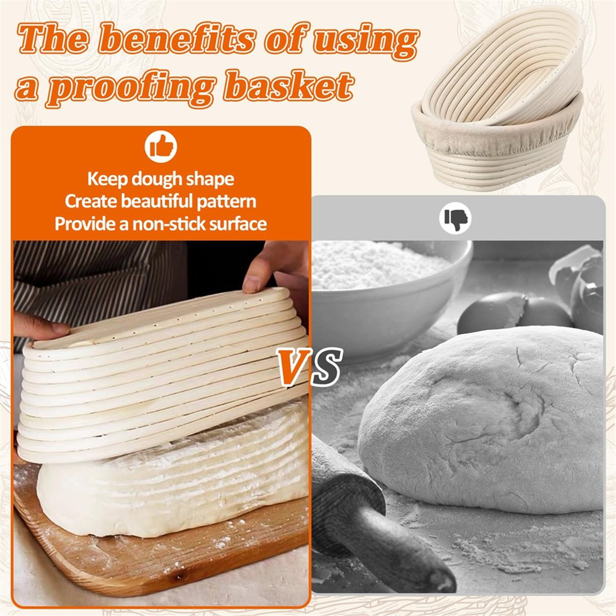 ชุดตะกร้าหวายสำหรับพักแป้งรูปว - Proofing Basket Banneton บทวิจารณ์และราคา